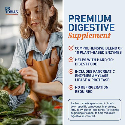 Dr. Tobias Digestive Enzymes with Amylase, Bromelain, Lipase, 15 Serving