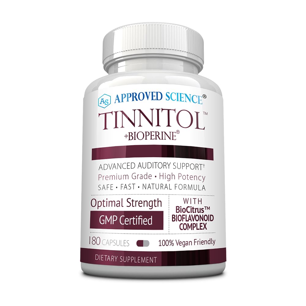 Approved Science Tinnitol - Tinnitus Support Supplement - Ease Ringing in The Ears - Boost Inner Ear Health - 60 Capsules - Made in The USA