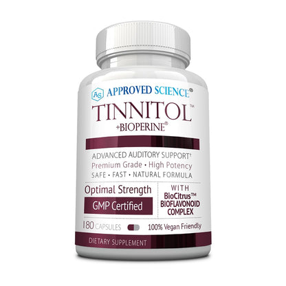 Approved Science Tinnitol - Tinnitus Support Supplement - Ease Ringing in The Ears - Boost Inner Ear Health - 60 Capsules - Made in The USA
