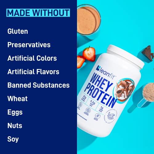 LeanFit® Grass-fed Whey Protein Powder, Natural Chocolate, Gluten-Free, Keto