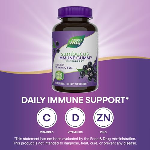 Nature's Way Sambucus Elderberry Immune Gummies, Daily Immune Support