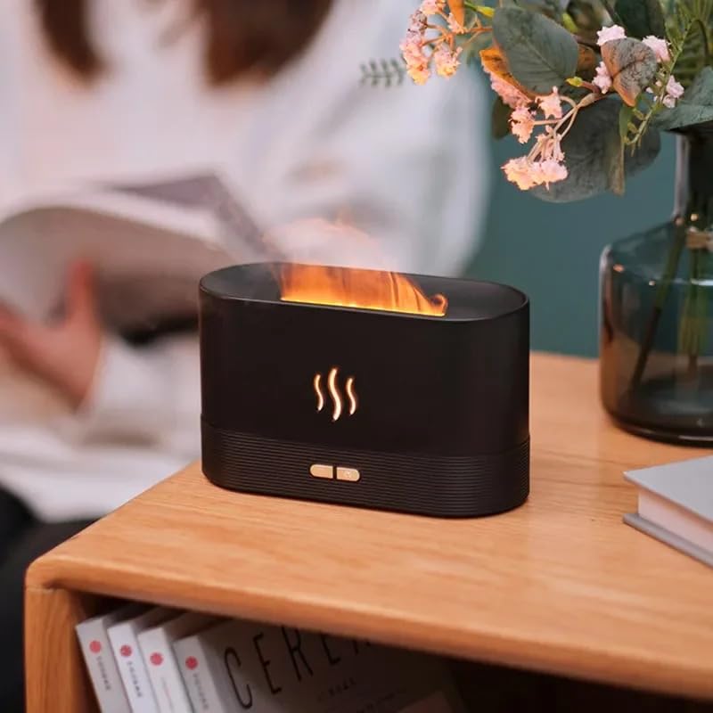 Flame Aroma Diffuser Humidifier 180ml, Oil Essential 2 Modes Brightness Aroma Humidifier