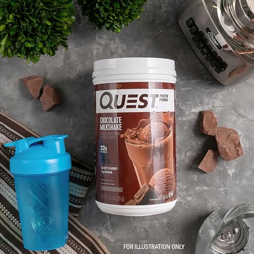 Quest Nutrition Chocolate Milkshake Protein Powder, 22g Protein, 2g Net Carbs, 1g Sugar