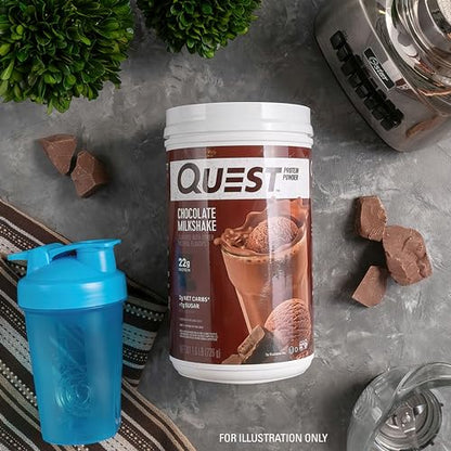Quest Nutrition Chocolate Milkshake Protein Powder, 22g Protein, 2g Net Carbs, 1g Sugar