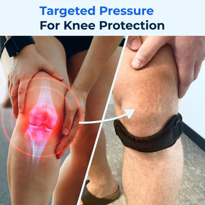 Wellnee Patella Knee Strap – Adjustable Knee Brace for Support, Running, Basketball, Volleyball, Tennis, Hiking, and more – One Size Fits Most - Wellknee Knee support for Women & Men (1 Pack)