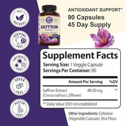 100% Pure Saffron Extract - Metabolism Booster & Natural Appetite Suppressant