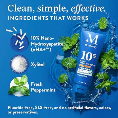 Mouthology 10% Nano Hydroxyapatite Toothpaste (Fluoride Free) and Kid's Strawberry Toothpaste