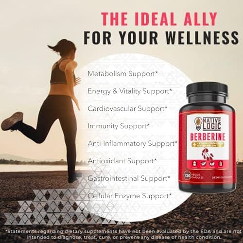 Native Logic Berberine HCL 1200mg with Ceylon Cinnamon, Bitter Melon, and Green Tea