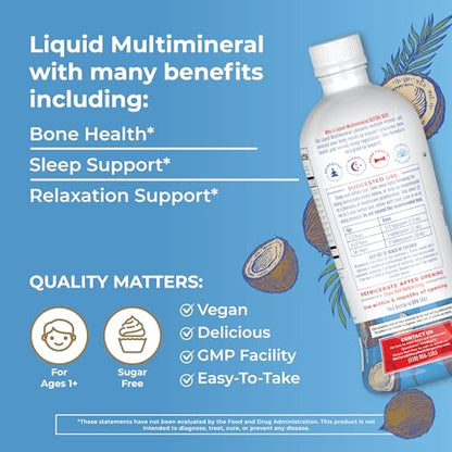 MaryRuth Organics Nighttime Liquid Multimineral Sleep Supplement, Sugar Free, Calm
