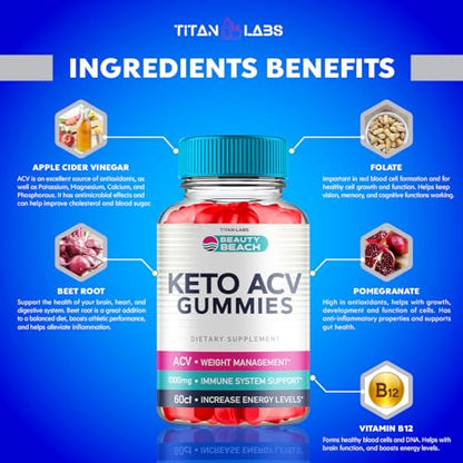 (5 Pack) Beauty Beach Keto ACV Gummies, Beauty Beach Keto ACV Gummies Advanced