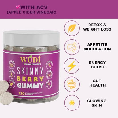 Wúdí Skinny Berry Gummy - Detox, Metabolism & Energy Booster, Plant Based Healthy