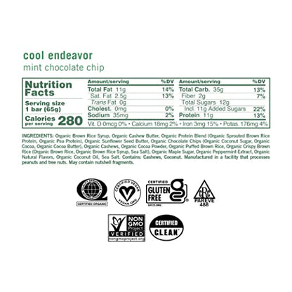 GoMacro MacroBar Organic Vegan Protein Bars - Mint Chocolate Chip, 2.3 Ounce Bars
