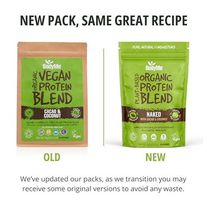 BodyMe Organic Vegan Protein Powder Blend, Cacao Coconut - Unsweetened, Low Carb