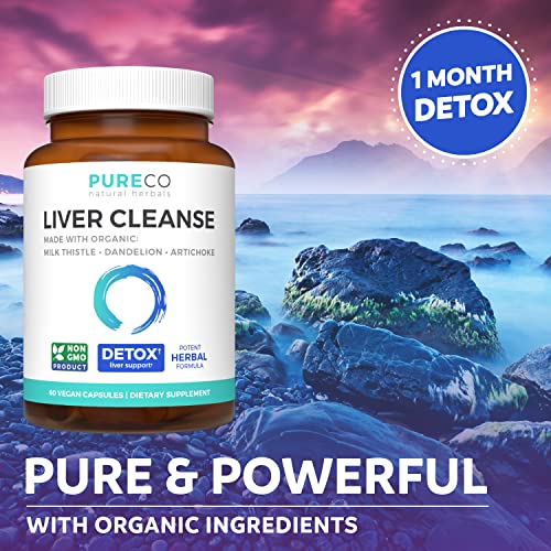 Organic Liver Cleanse Detox & Repair (Vegan, Non-GMO) Milk Thistle Extract (80% Silymarin)