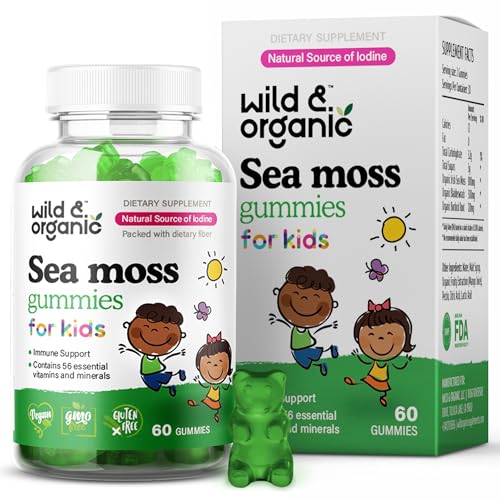 Wild & Organic Sea Moss Gummies for Kids - Vitamins & Iodine Rich Sea Moss Gummy 