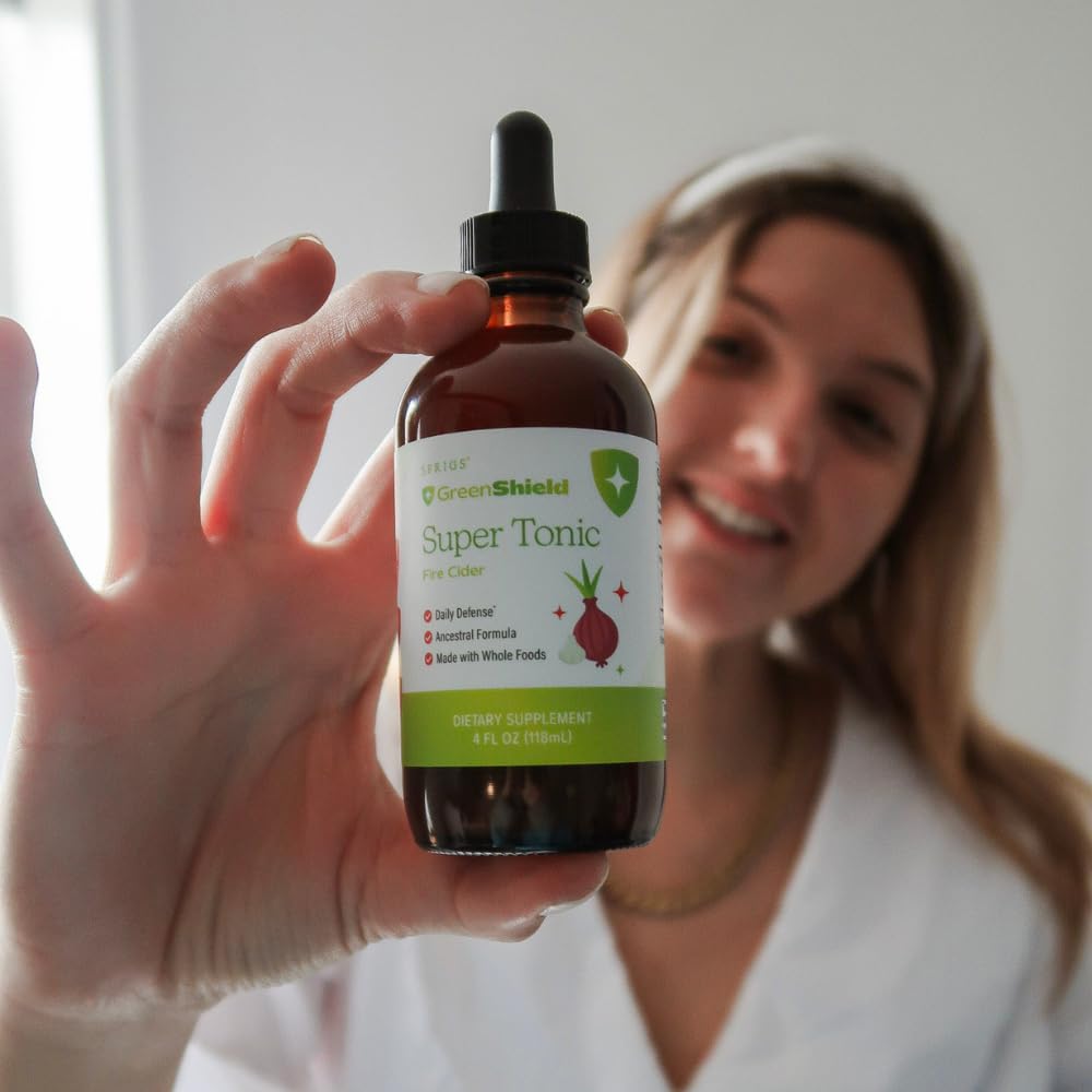 SPRIGS Super Tonic Supplement 4 Oz | Fire Cider Daily Immune & Digestive Health Tincture | Support Your Body's Natural Defense with Organic Apple Cider Vinegar & Whole Food, Fresh Ingredients