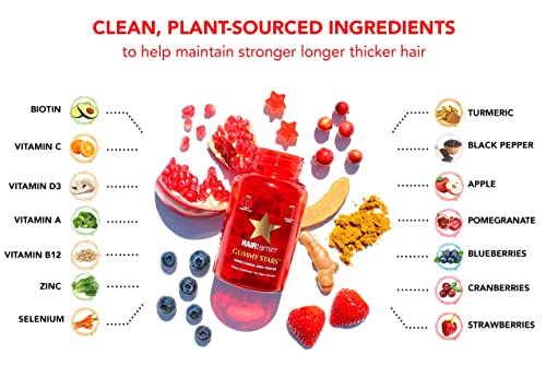 HAIRtamin Vegan Gummy Stars Hair Vitamins | Non-GMO | Natural Biotin Hair Vitamin