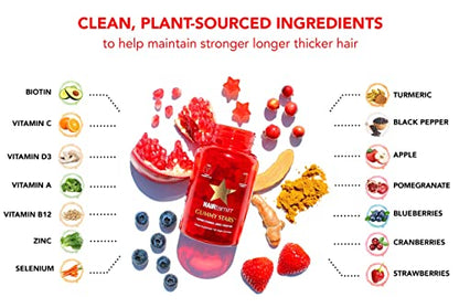 HAIRtamin Vegan Gummy Stars Hair Vitamins | Non-GMO | Natural Biotin Hair Vitamin