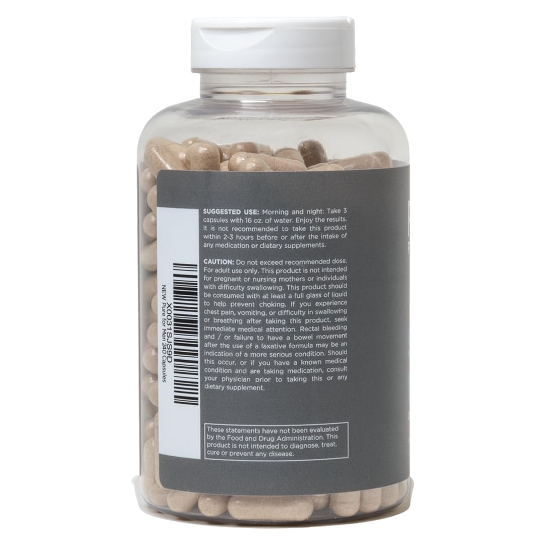 Pure for Men Stay Ready Fiber Supplement, 240 Vegan Capsules | Supports Daily