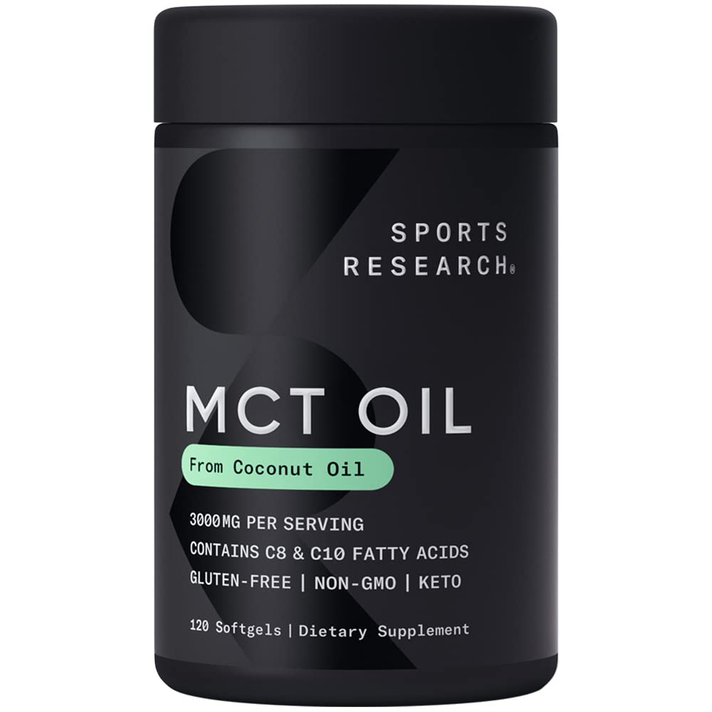 Sports Research Keto MCT Oil Capsules derived from Coconut Oil | Keto Fuel for The Brain 