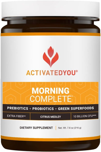 ACTIVATEDYOU Morning Complete Daily Wellness Drink with 10 Billion CFUs, Prebiotics, Probiotics and Green Superfoods, 30 Servings, Apple Cinnamon + Citrus Flavor Bundle