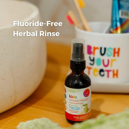 SPRIGS Kids Dental Health Herbal Rinse, 2 Oz | Fluoride Free Formula for Children's Oral Hygiene | Sweet Taste with Black Walnut & White Oak for Strong Teeth & Gums & a Clean, Healthy Smile