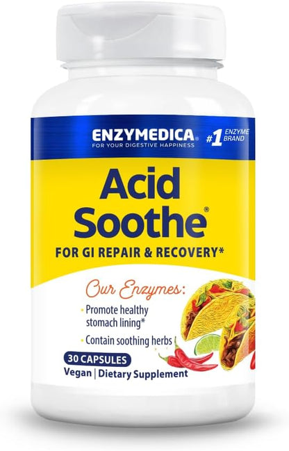Enzymedica Acid Soothe Supplement for Women & Men - 30 Capsules