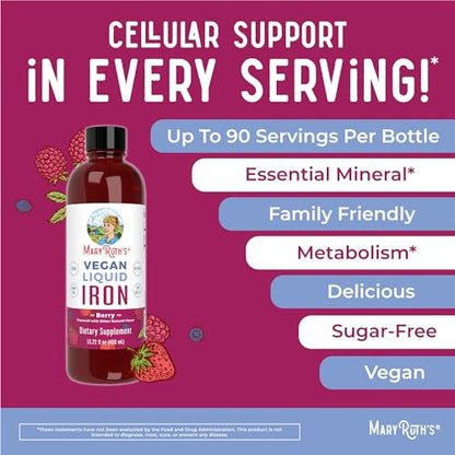 MaryRuth Organics Liquid Iron Supplement for Women Men & Kids, Iron for Healthy Blood