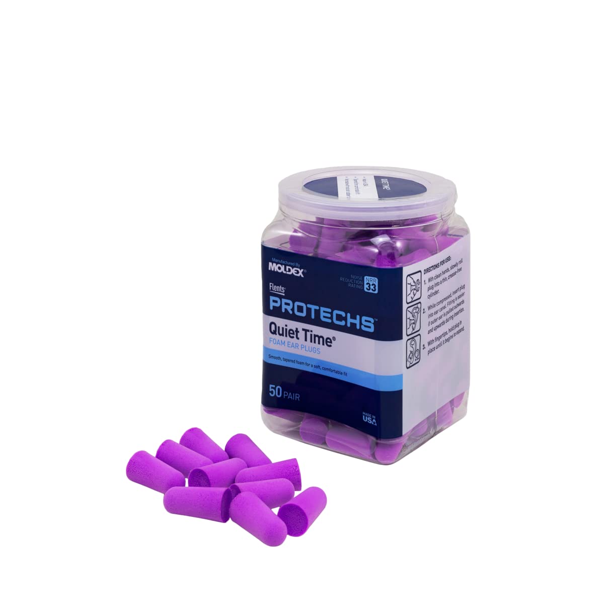Flents Foam Ear Plugs, 50 Pair for Sleeping, Snoring, Loud Noise, Traveling, Concerts
