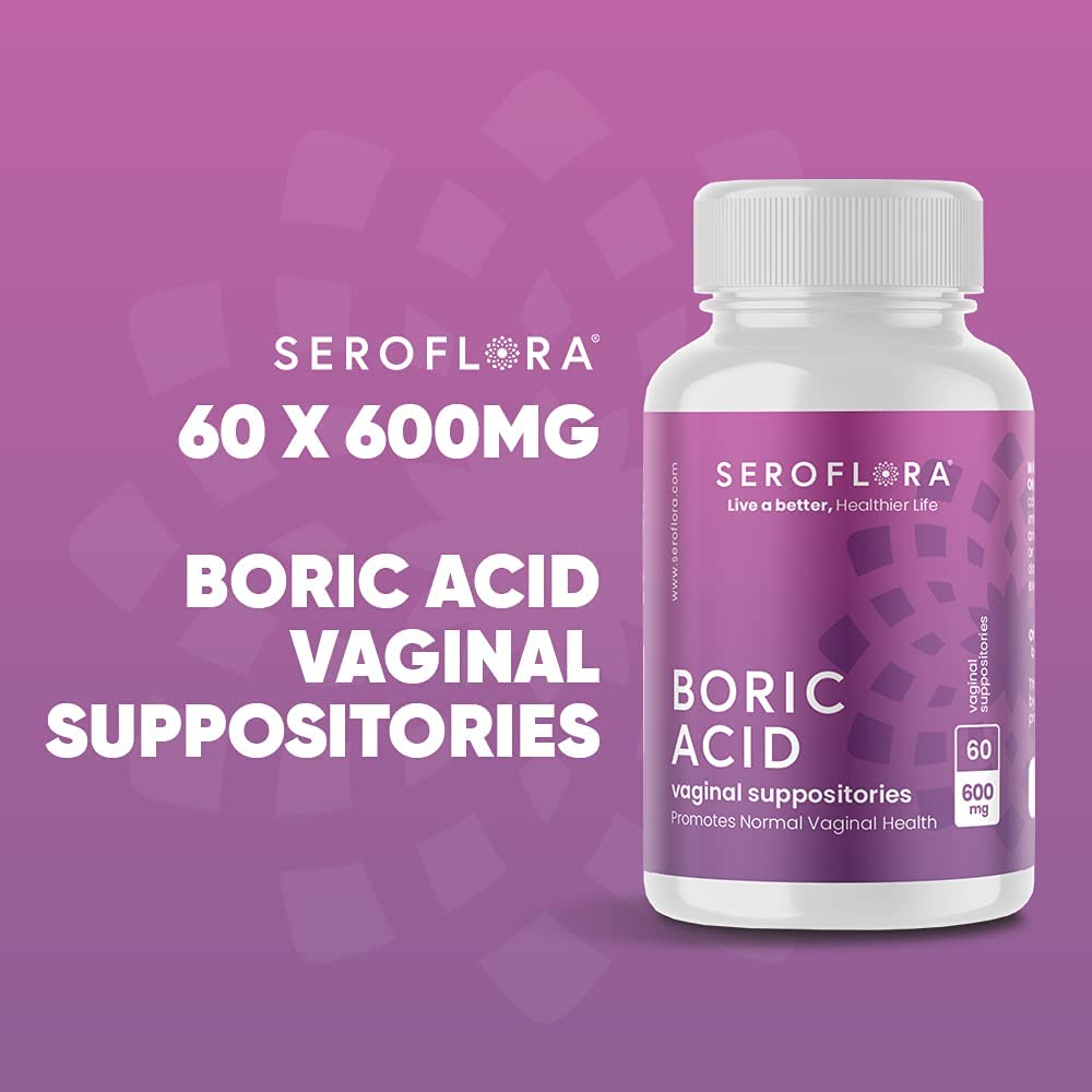 Seroflora Boric Acid Vaginal Suppositories - Promotes Vaginal pH Balance and Odor Control
