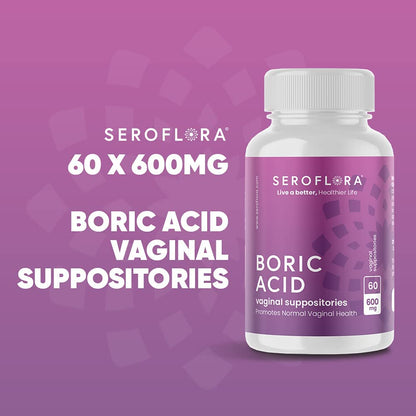 Seroflora Boric Acid Vaginal Suppositories - Promotes Vaginal pH Balance and Odor Control
