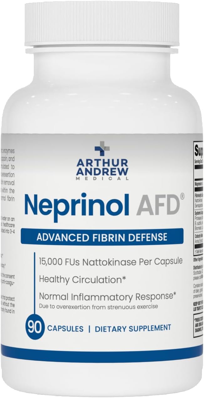 Arthur Andrew Medical, Neprinol AFD, Multi Enzyme Blend with Serrapeptase & Nattokinase, 90 Count (Pack of 1) | Highly Potent Systemic Enzyme Blend Featuring Nattokinase (15,000 FU) & Serrapeptase (45,000 SPU). Heart & Immune Support