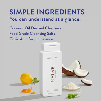 Native Body Wash Contains Naturally Derived Ingredients | For Women & Men, Sulfate