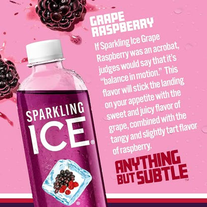 Sparkling Ice, Grape Raspberry Sparkling Water, Zero Sugar Flavored Water, with Vitamins