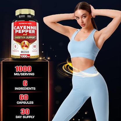 Mecisco 6in1 Cayenne Pepper Capsules Organic with Ginger Root, Beet Root, and Black Pepper