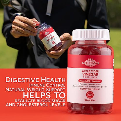 Sacred Roots Sugar-Free, Apple Cider Vinegar Gummies, 60 Gummies – Supports Healthy