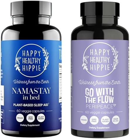 Happy Healthy Hippie PeriPeace Supplements for Women & Namastay Natural Sleep Aid for Adults