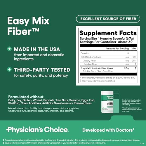 Physician's CHOICE Complete Gut Health Bundle for Bloating, Digestive Health, Immune, & GLP-1 Support - 60 Billion Probiotic 30CT + Digestive Enzymes 90CT + Easy Mix Fiber Powder 30CT