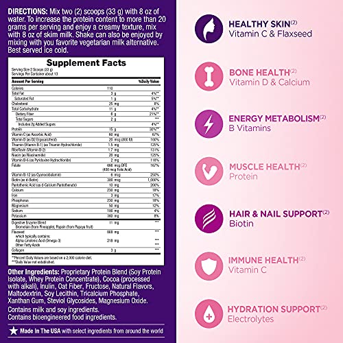 Nature's Bounty Complete Protein & Vitamin Shake Mix with Collagen & Fiber, Contains Vitamin C