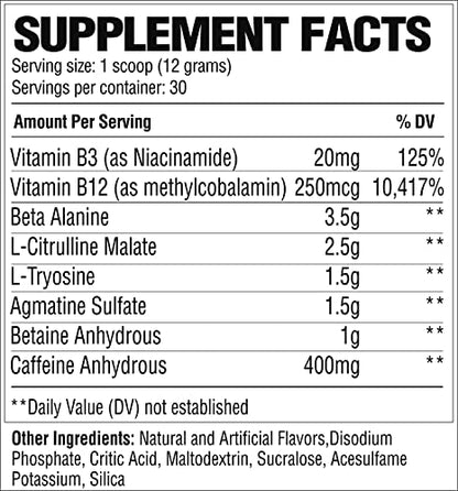 RAW Preworkout Extreme | High Stimulant Preworkout Powder Drink, Extreme Energy