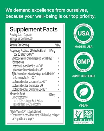 Metabolic Health Bundle - Weight Management Probiotics (20B CFU, 8 Strains + Dihydroberberine) + Daily Prebiotic Fiber Powder (5 Fiber Blend, 30 Stick Packs)