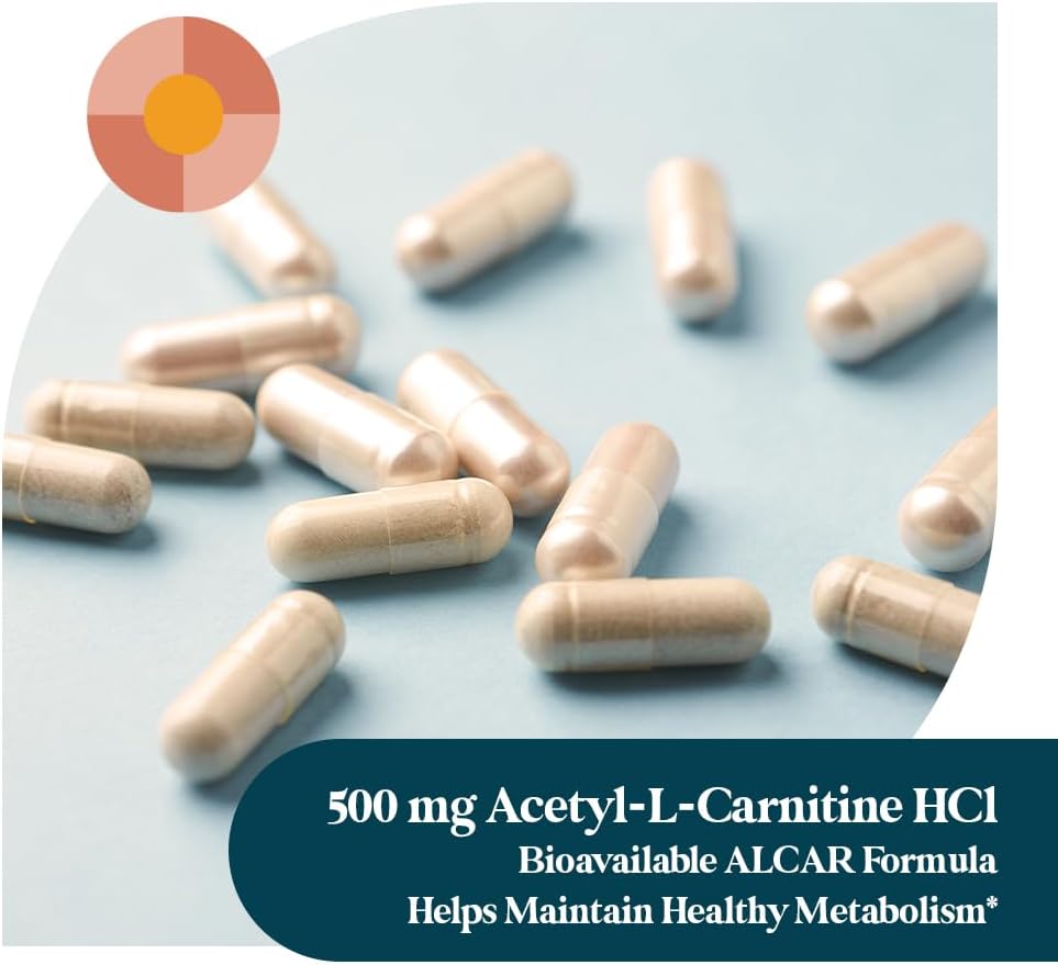 Pattern Wellness Acetyl-L-Carnitine 500 mg Capsules – ALCAR Supplement for Cellular Energy Production, Cognitive Health & Healthy Metabolism – Vegan, Non-GMO – 30 Capsules
