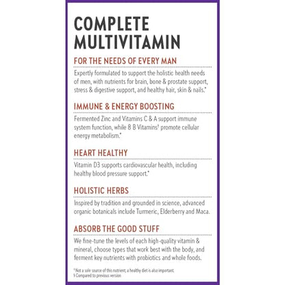 New Chapter Men's Multivitamin for Immune, Stress, Heart + Energy Support