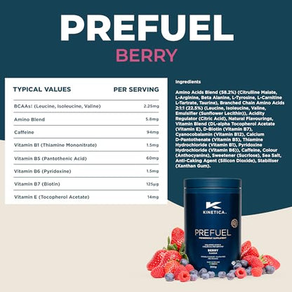 Kinetica PreFuel, Pre Workout, 5.9g Amino Acids & 2.3g BCAA's per Serving, 30 Servings