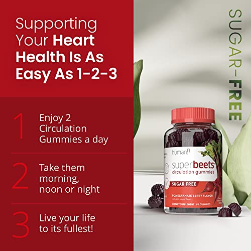 humanN SuperBeets Circulation Gummies - Heart-Healthy Energy, Grape Seed Extract