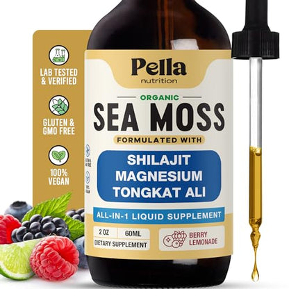 Sea Moss, Shilajit, Magnesium, Tongkat Ali Liquid Drops - Vegan, Fast Absorption