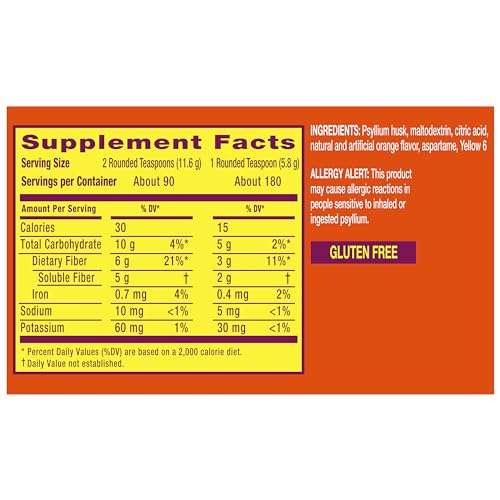 Metamucil, Daily Psyllium Husk Powder Supplement, Sugar-Free Powder, 4-in-1 Fiber