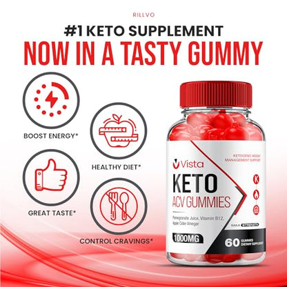 Rillvo (2 Pack) Vista Keto ACV Gummies - Official - Keto Vista ACV Advanced Formula
