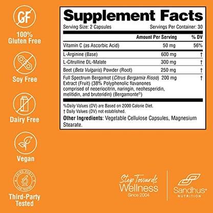 Sandhu's L-Arginine with Nitric Oxide Precursor | Made in The USA| 30 Days Supply