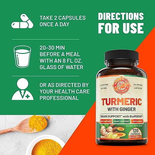 Organic Turmeric Curcumin with Ginger and Black Pepper for Max Absorption